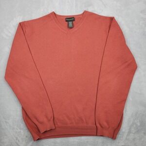 Eddie Bauer Sweater Mens Large Orange Vintage Cable Chunky Grandpa Classic Adult